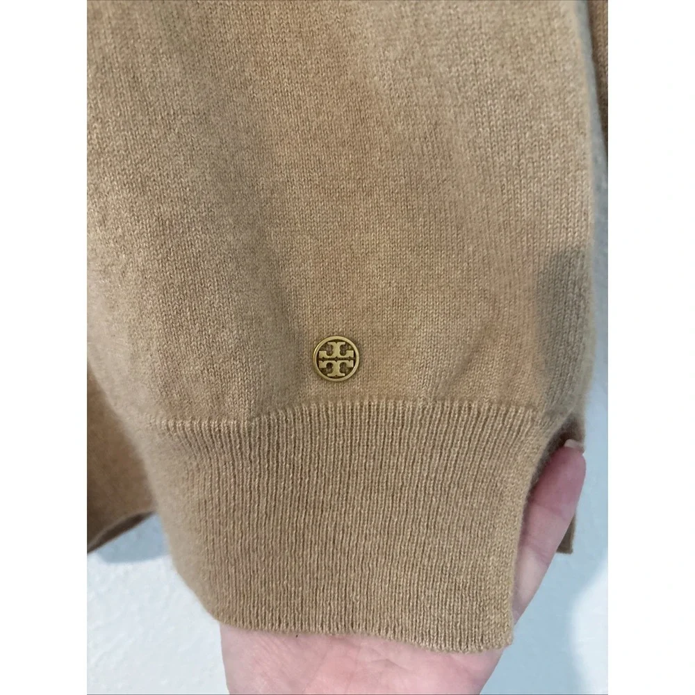 Tory Burch Bella Cashmere Sweater Tan Camel‎ Size XS Classic Closet Staple